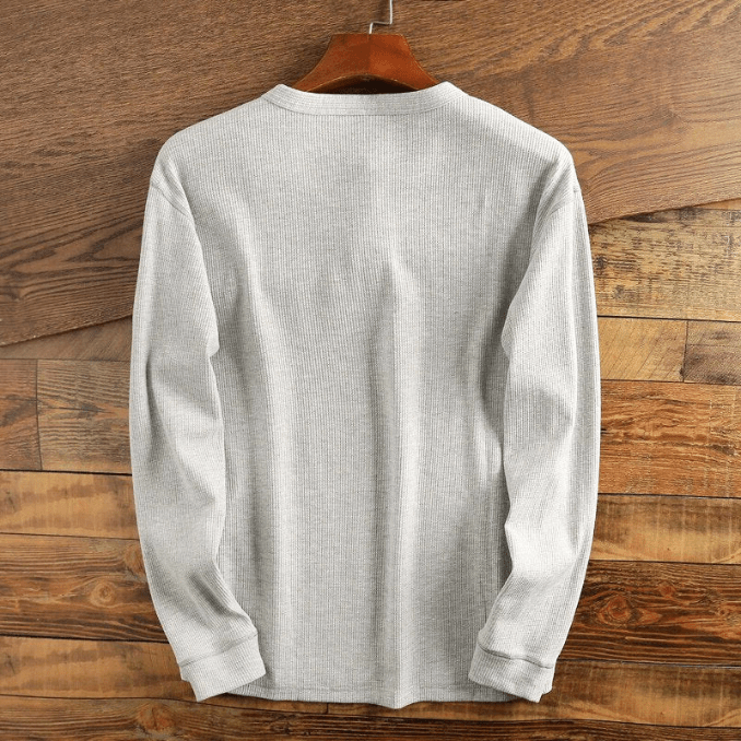 Men's Long Sleeve Henley Shirt | Button Neck