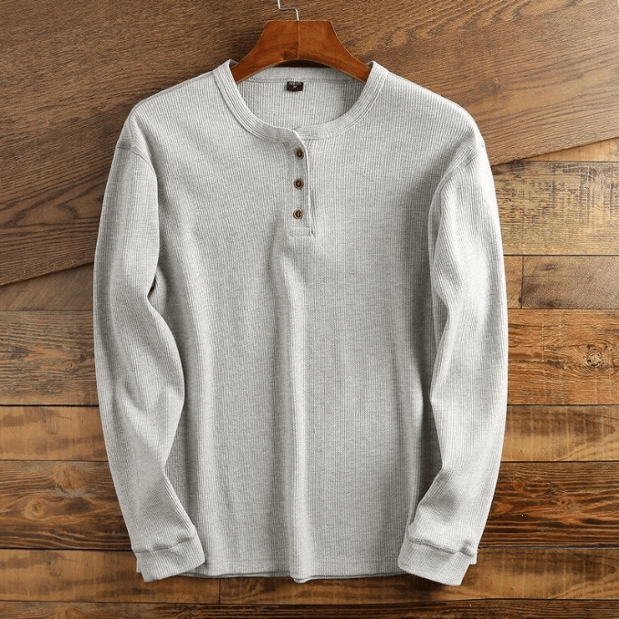 Men's Long Sleeve Henley Shirt | Button Neck