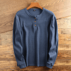Men's Long Sleeve Henley Shirt | Button Neck