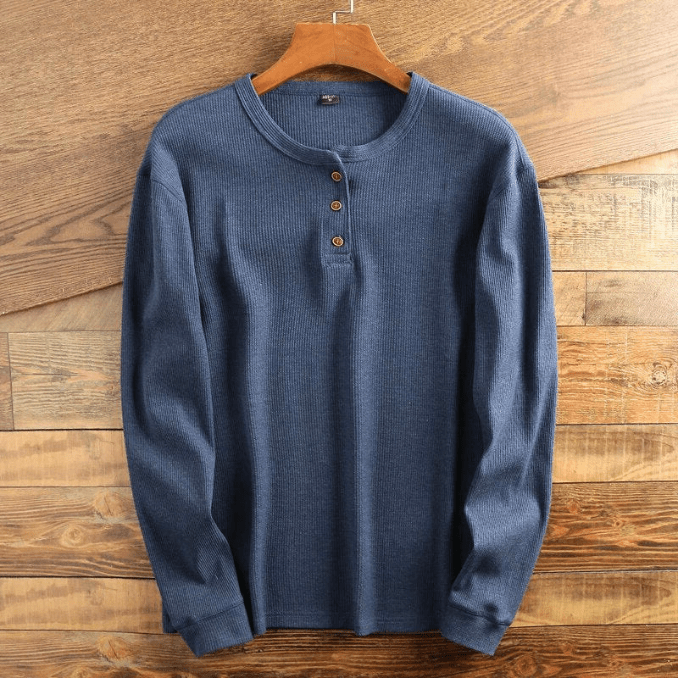 Men's Long Sleeve Henley Shirt | Button Neck