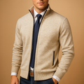 Men's Zip-Up Collared Cardigan | Ribbed Cuffs