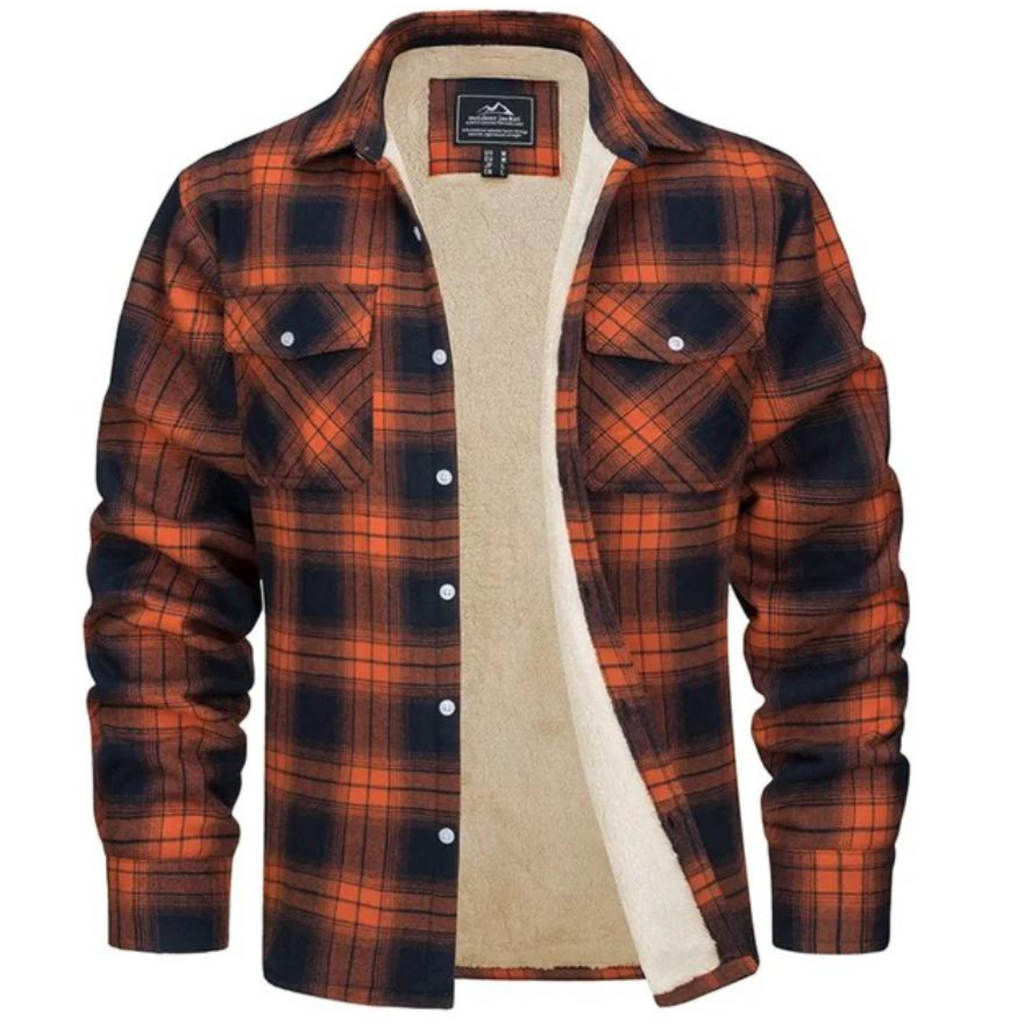 Men's Checkered Long Sleeve Collared Jacket | Winter