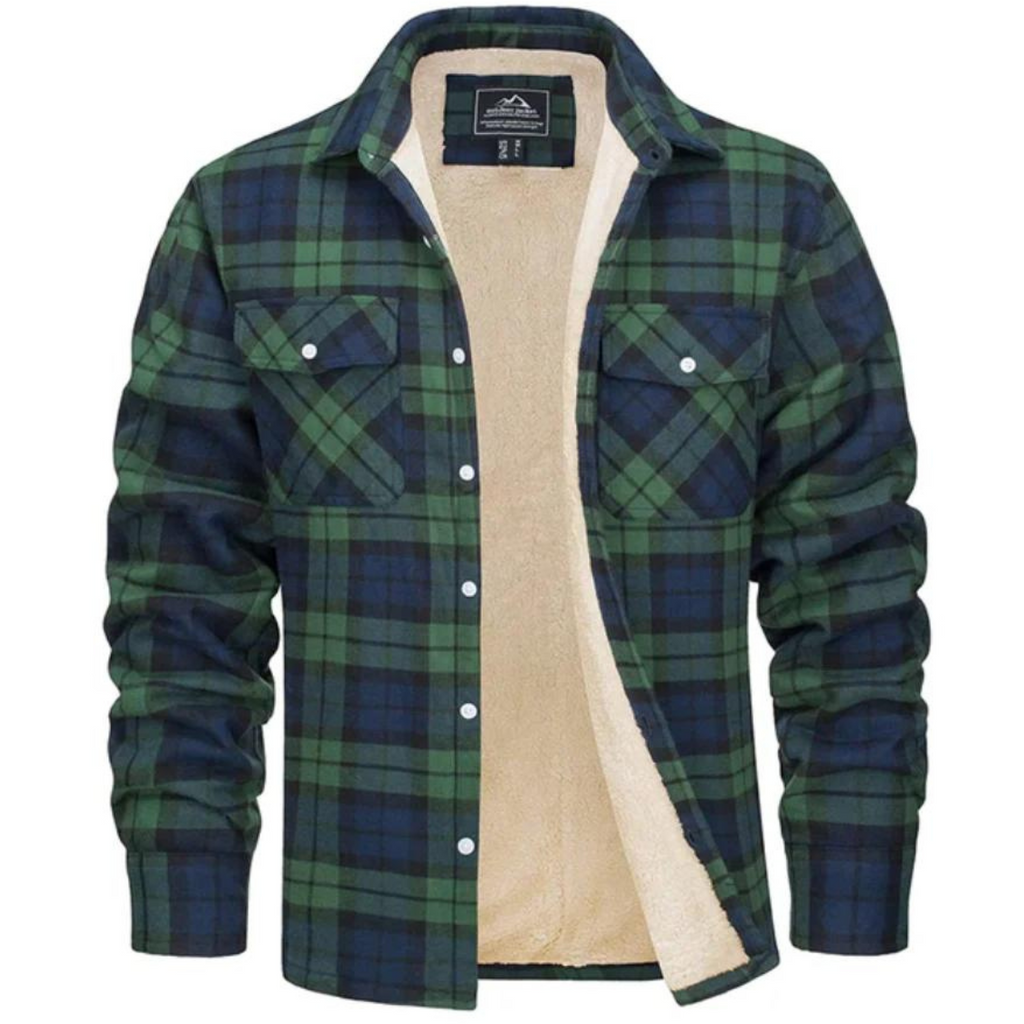 Men's Checkered Long Sleeve Collared Jacket | Winter