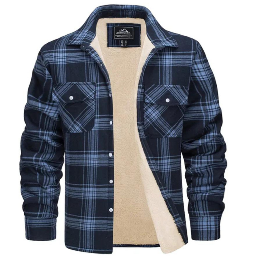Men's Checkered Long Sleeve Collared Jacket | Winter