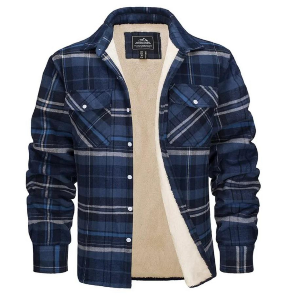 Men's Checkered Long Sleeve Collared Jacket | Winter