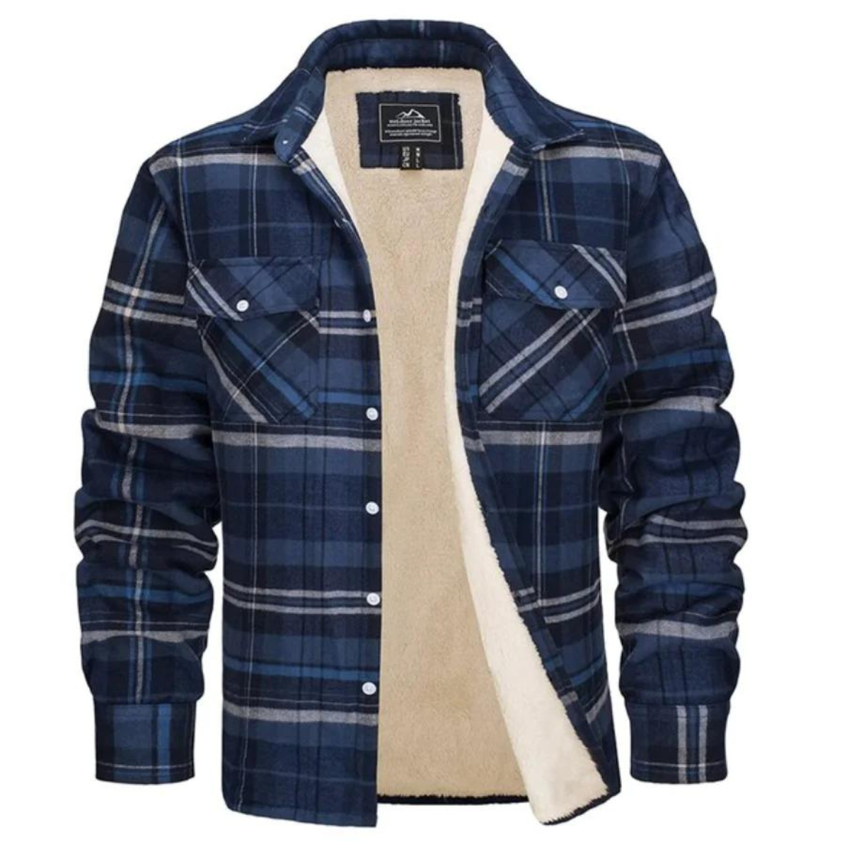 Men's Checkered Long Sleeve Collared Jacket | Winter