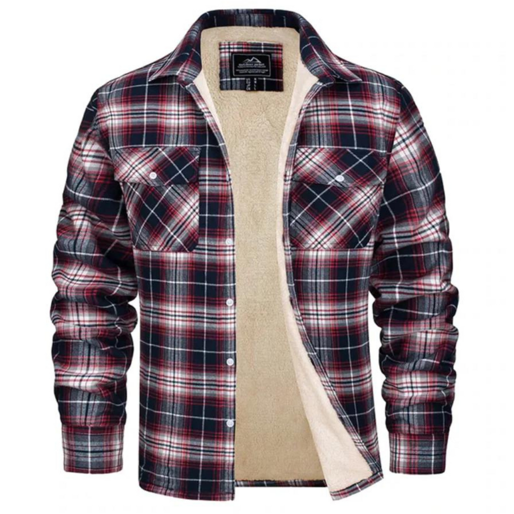 Men's Checkered Long Sleeve Collared Jacket | Winter