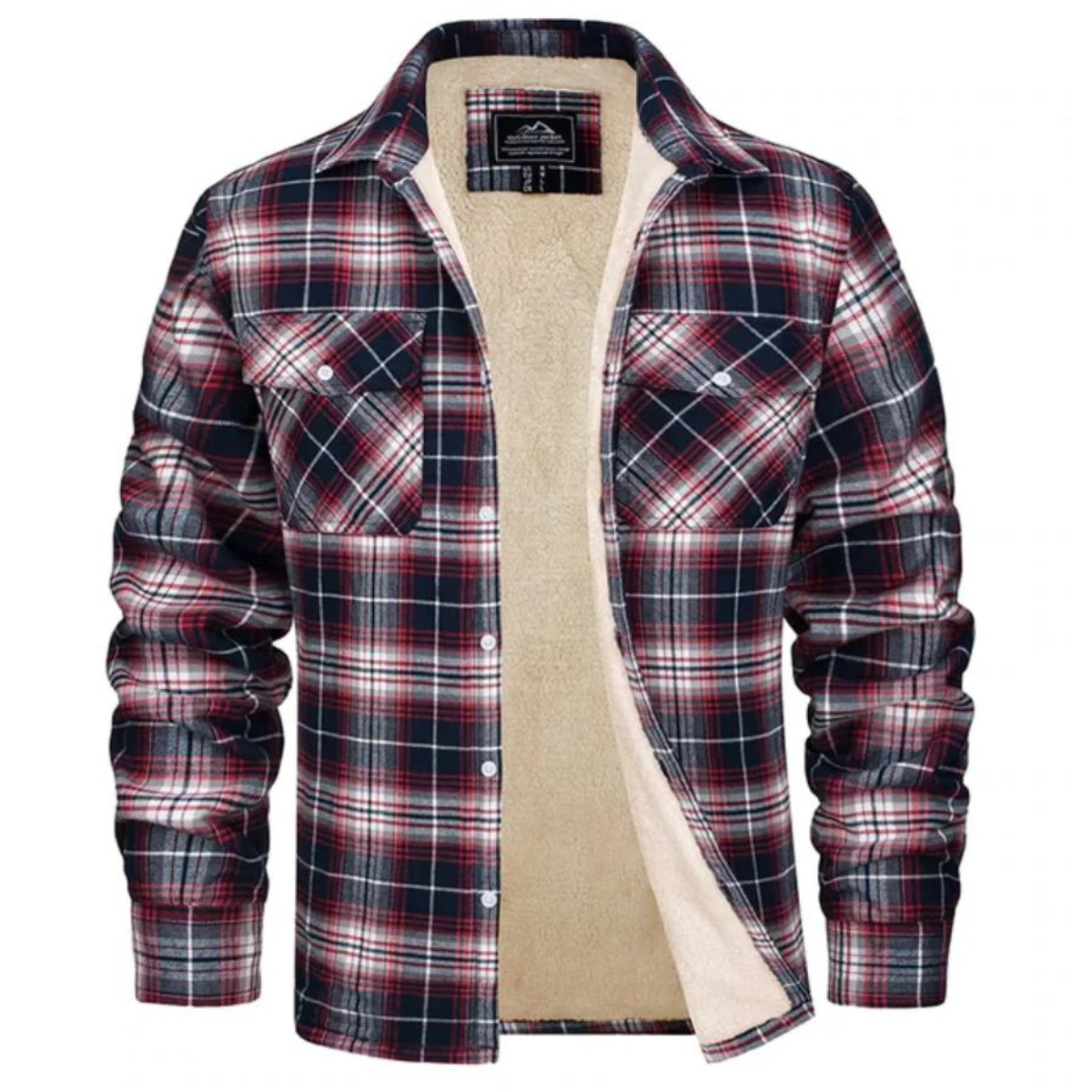 Men's Checkered Long Sleeve Collared Jacket | Winter
