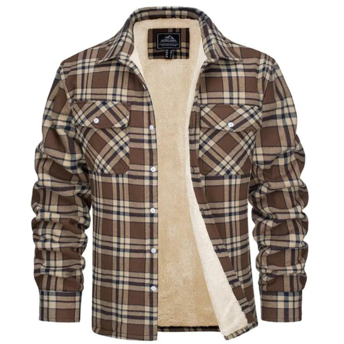 Men's Checkered Long Sleeve Collared Jacket | Winter