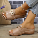 Women's Casual Buckle Detail Wedge Heel Sandals | Slip On