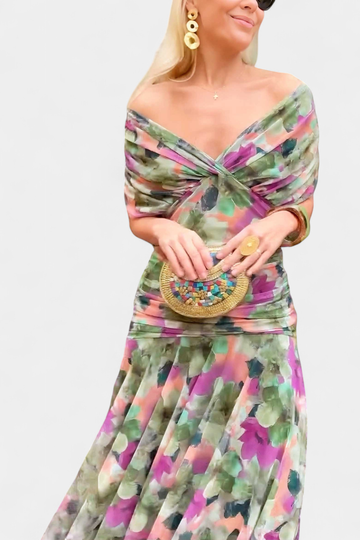 Women's Elegant Off Shoulder Wedding Guest Formal Dress | Maxi