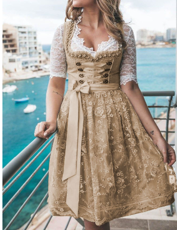 Women's Dirndl-Style Sweetheart Dress | Midi