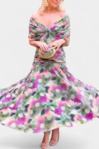 Women's Elegant Off Shoulder Wedding Guest Formal Dress | Maxi