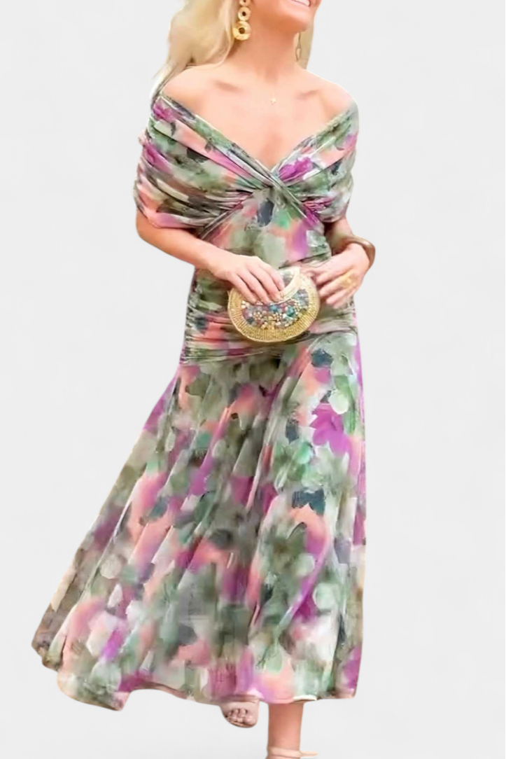 Women's Elegant Off Shoulder Wedding Guest Formal Dress | Maxi