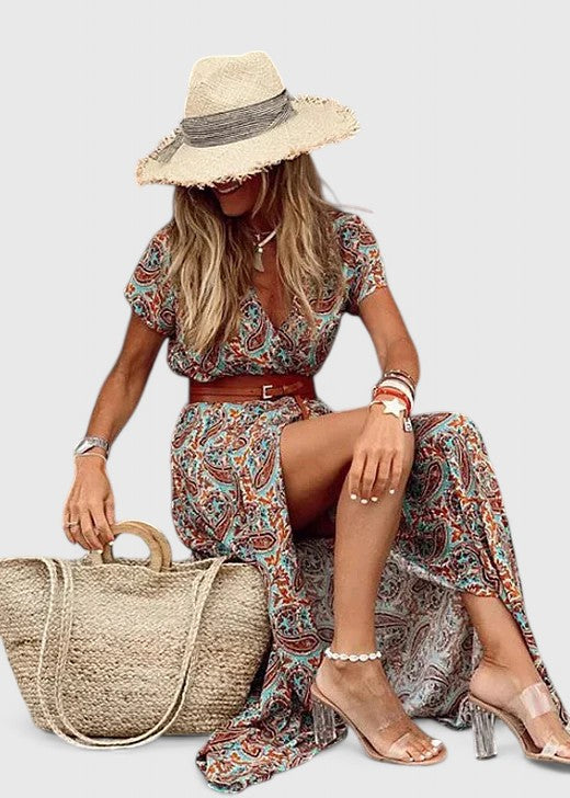 Women's Bohemian Print Summer Vacation Dress | Maxi