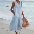 Women’s Beach Sleeveless Shirt Dress | Midi