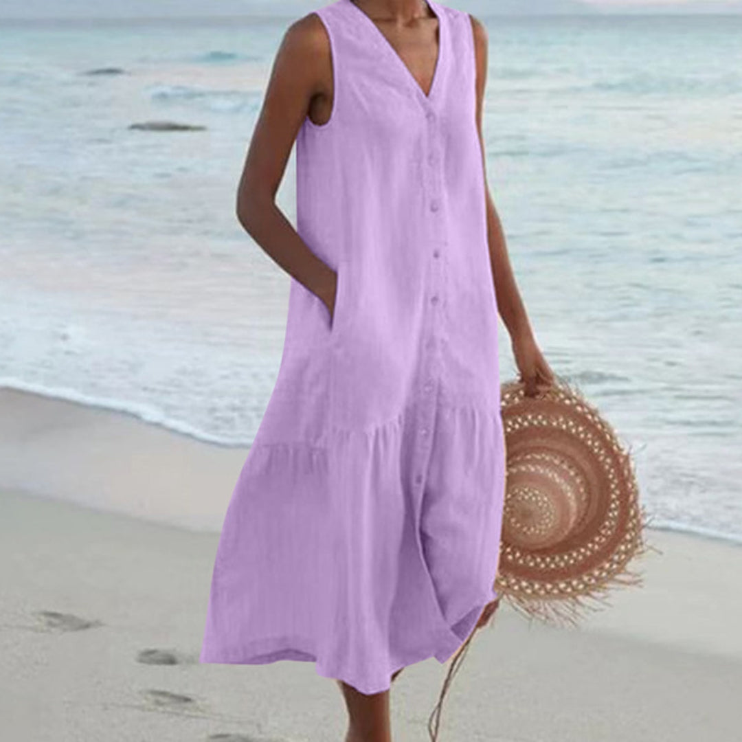 Women’s Beach Sleeveless Shirt Dress | Midi