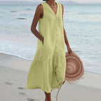Women’s Beach Sleeveless Shirt Dress | Midi
