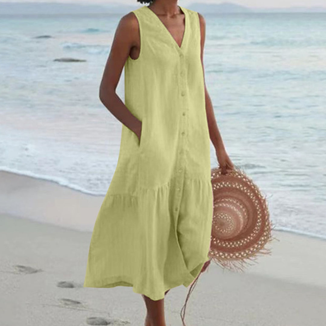 Women’s Beach Sleeveless Shirt Dress | Midi