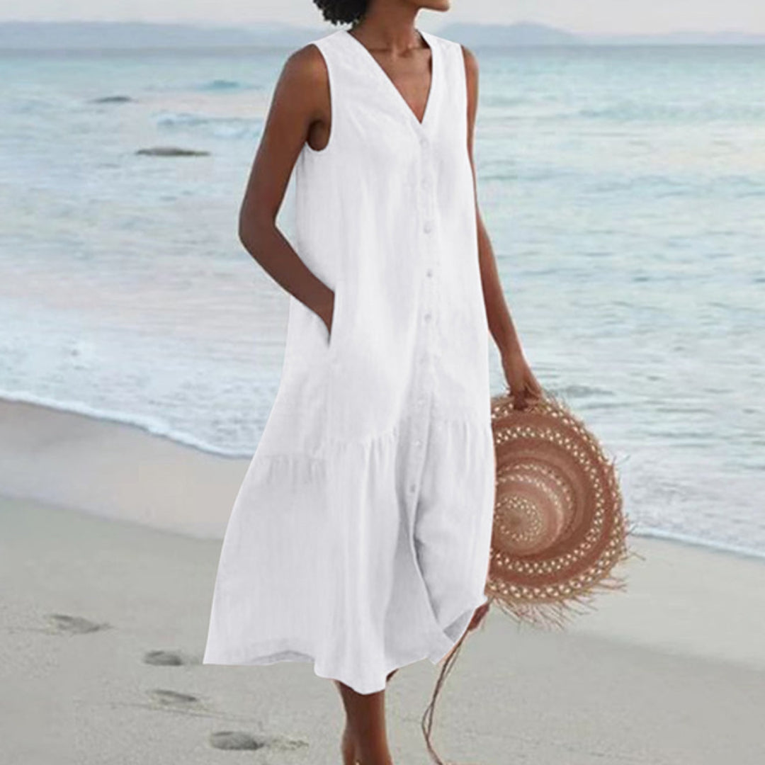 Women’s Beach Sleeveless Shirt Dress | Midi