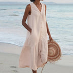 Women’s Beach Sleeveless Shirt Dress | Midi