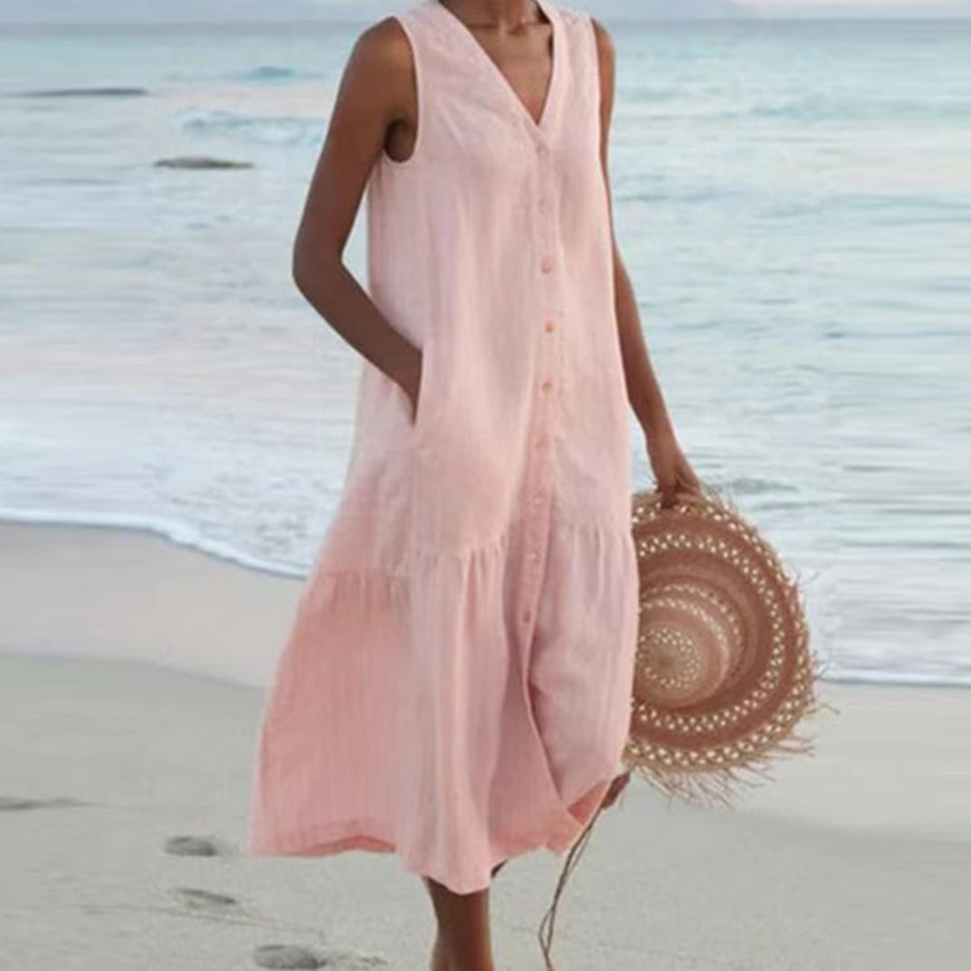 Women’s Beach Sleeveless Shirt Dress | Midi