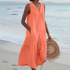Women’s Beach Sleeveless Shirt Dress | Midi