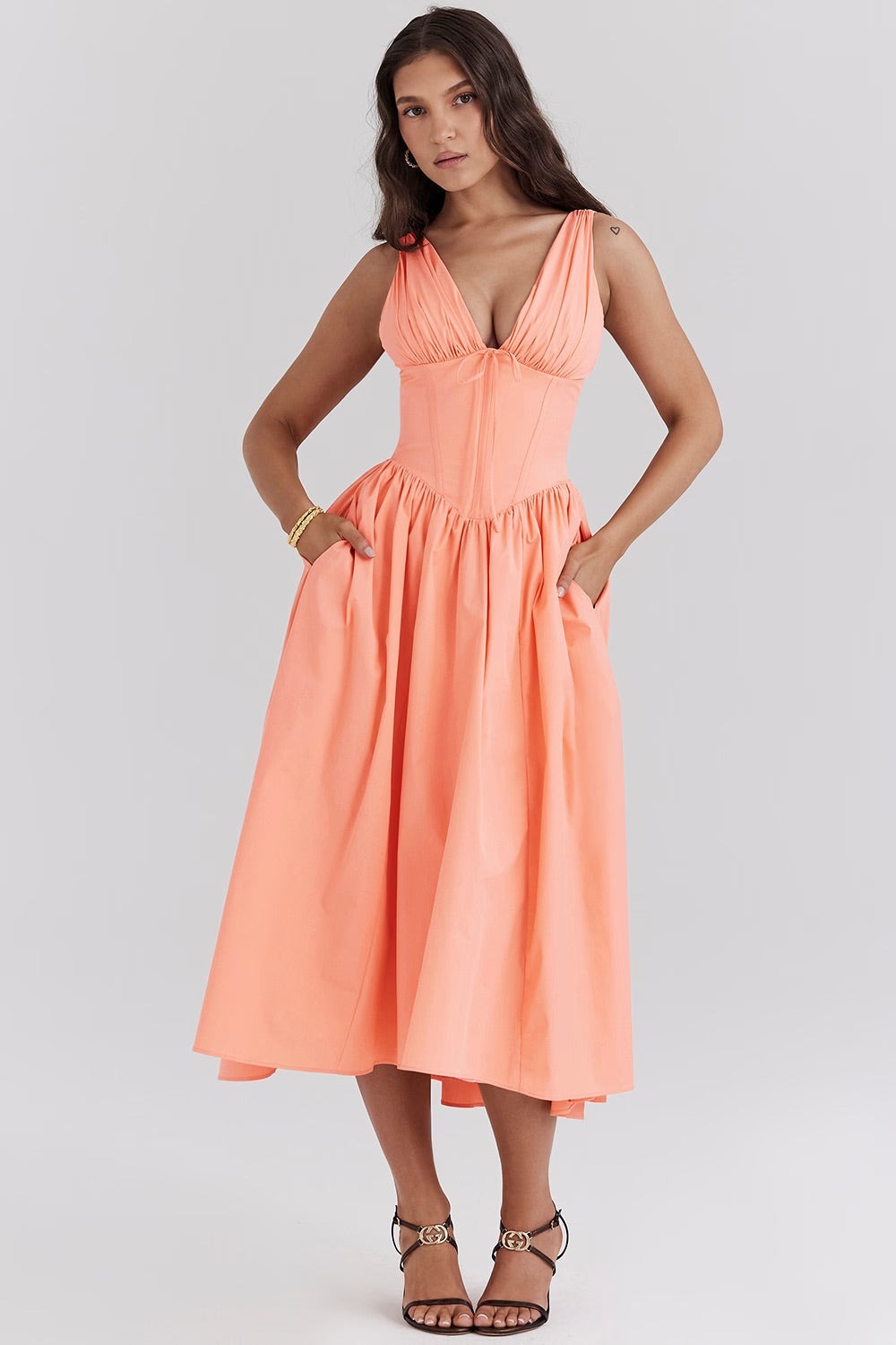 Women's Wedding Guest Drop Waist Dress | Midi