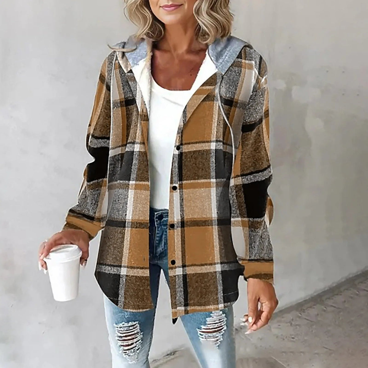 Women's Casual Winter Hooded Jacket | Button Up