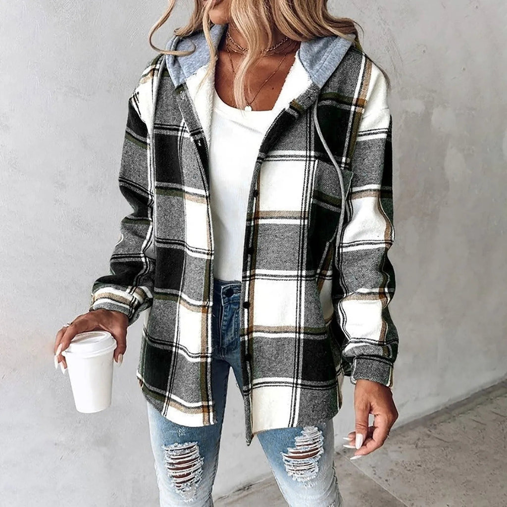 Women's Casual Winter Hooded Jacket | Button Up