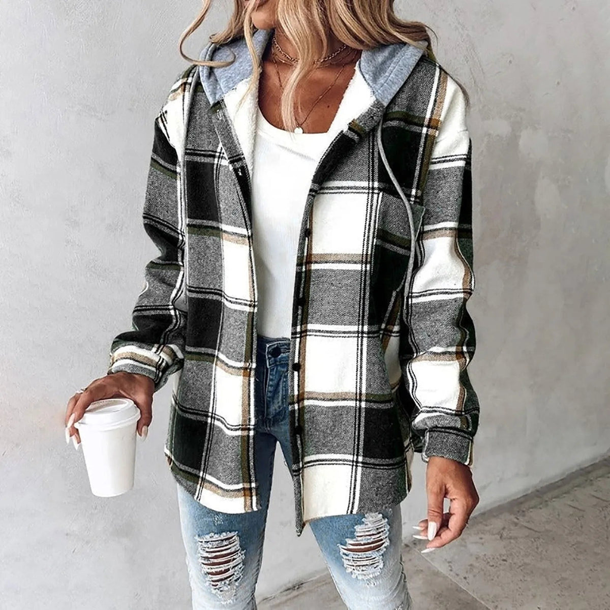Women's Casual Winter Hooded Jacket | Button Up