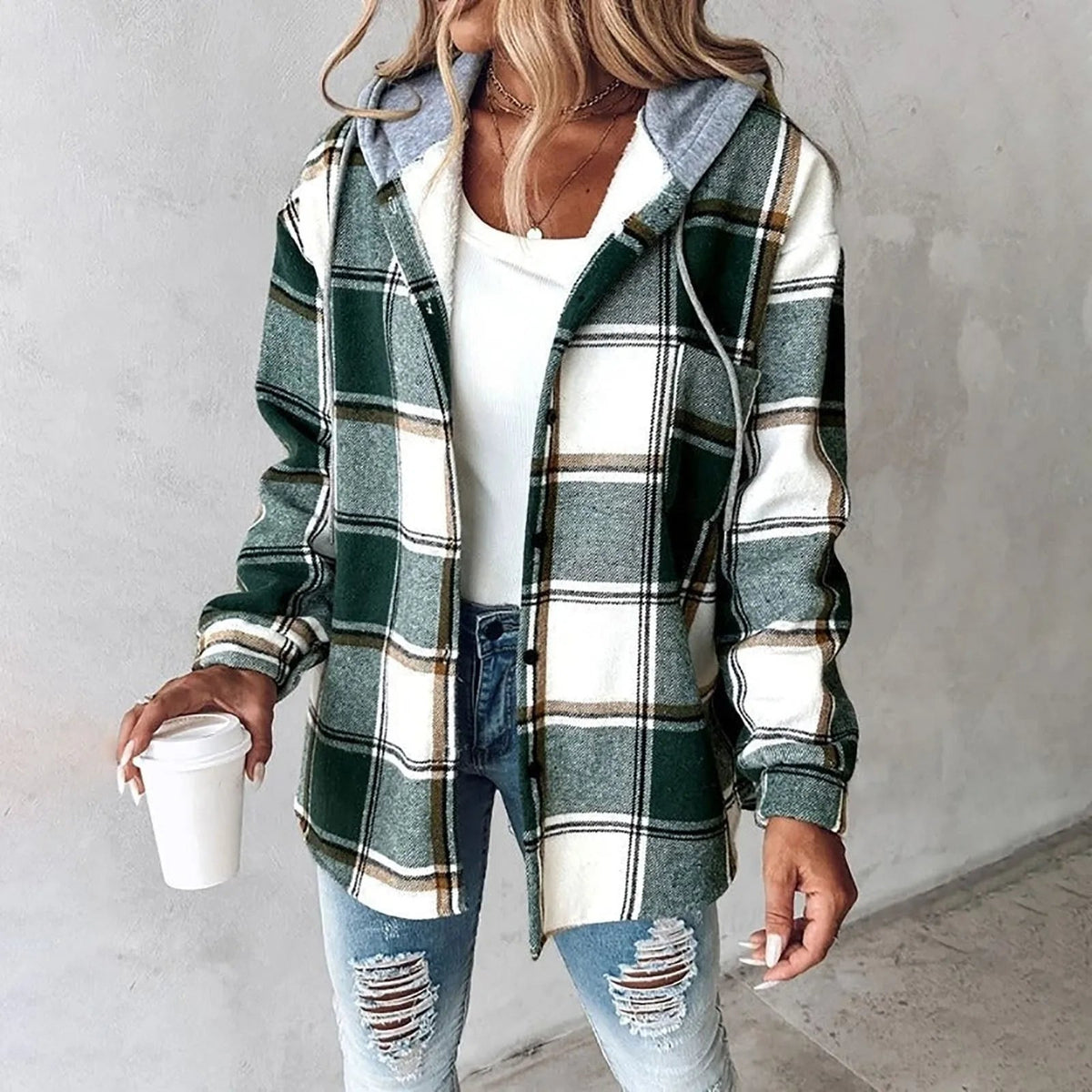 Women's Casual Winter Hooded Jacket | Button Up