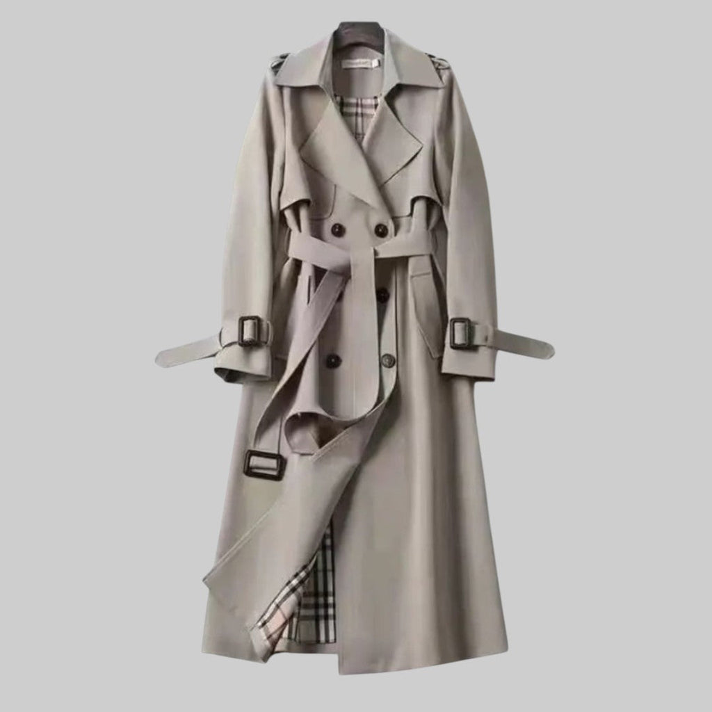 Women’s Long Double-Breasted Trench Coat | Belted