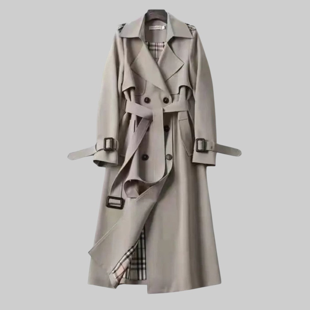 Women’s Long Double-Breasted Trench Coat | Belted