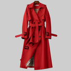 Women’s Long Double-Breasted Trench Coat | Belted