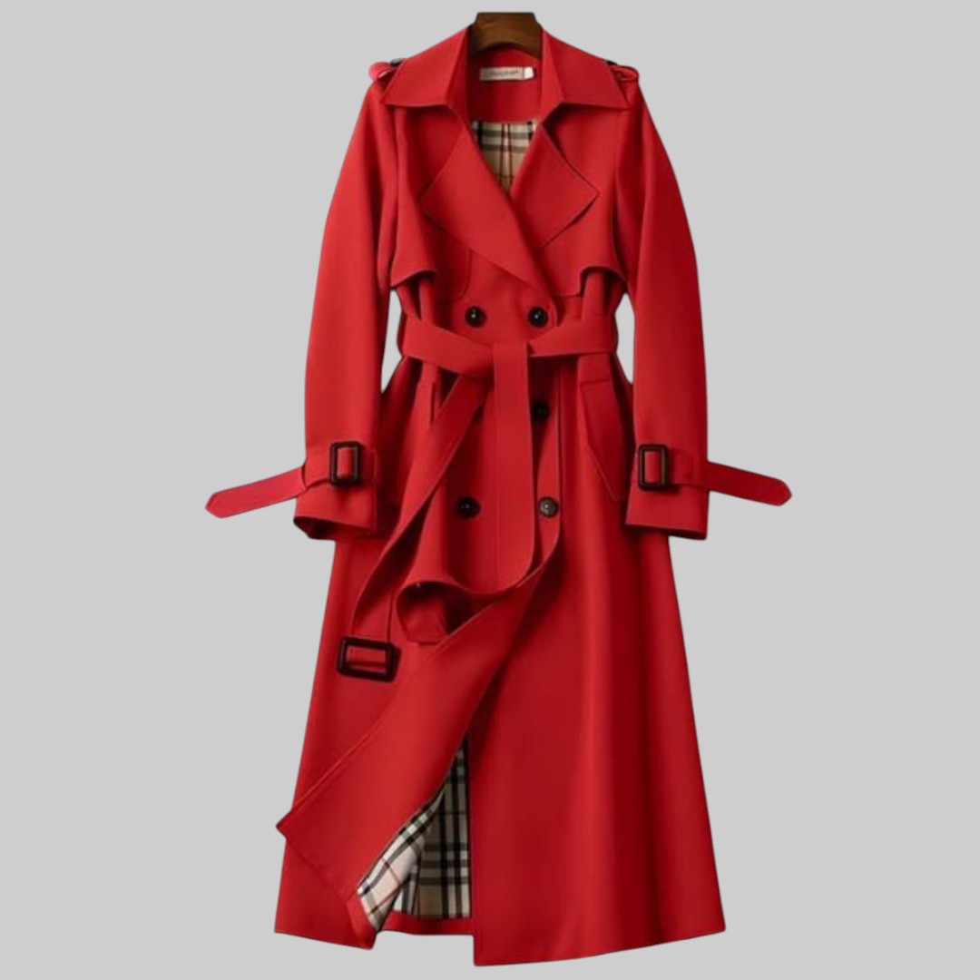 Women’s Long Double-Breasted Trench Coat | Belted