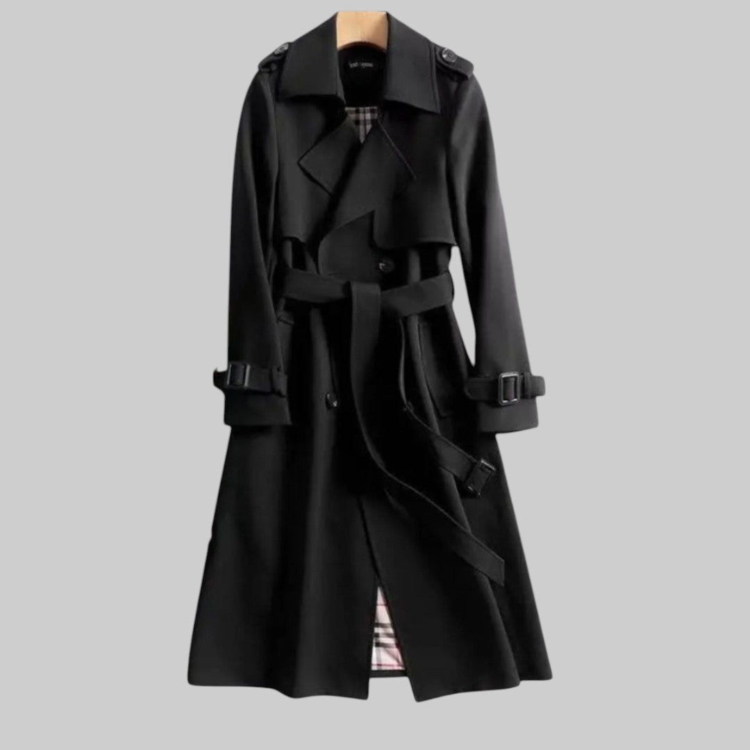 Women’s Long Double-Breasted Trench Coat | Belted