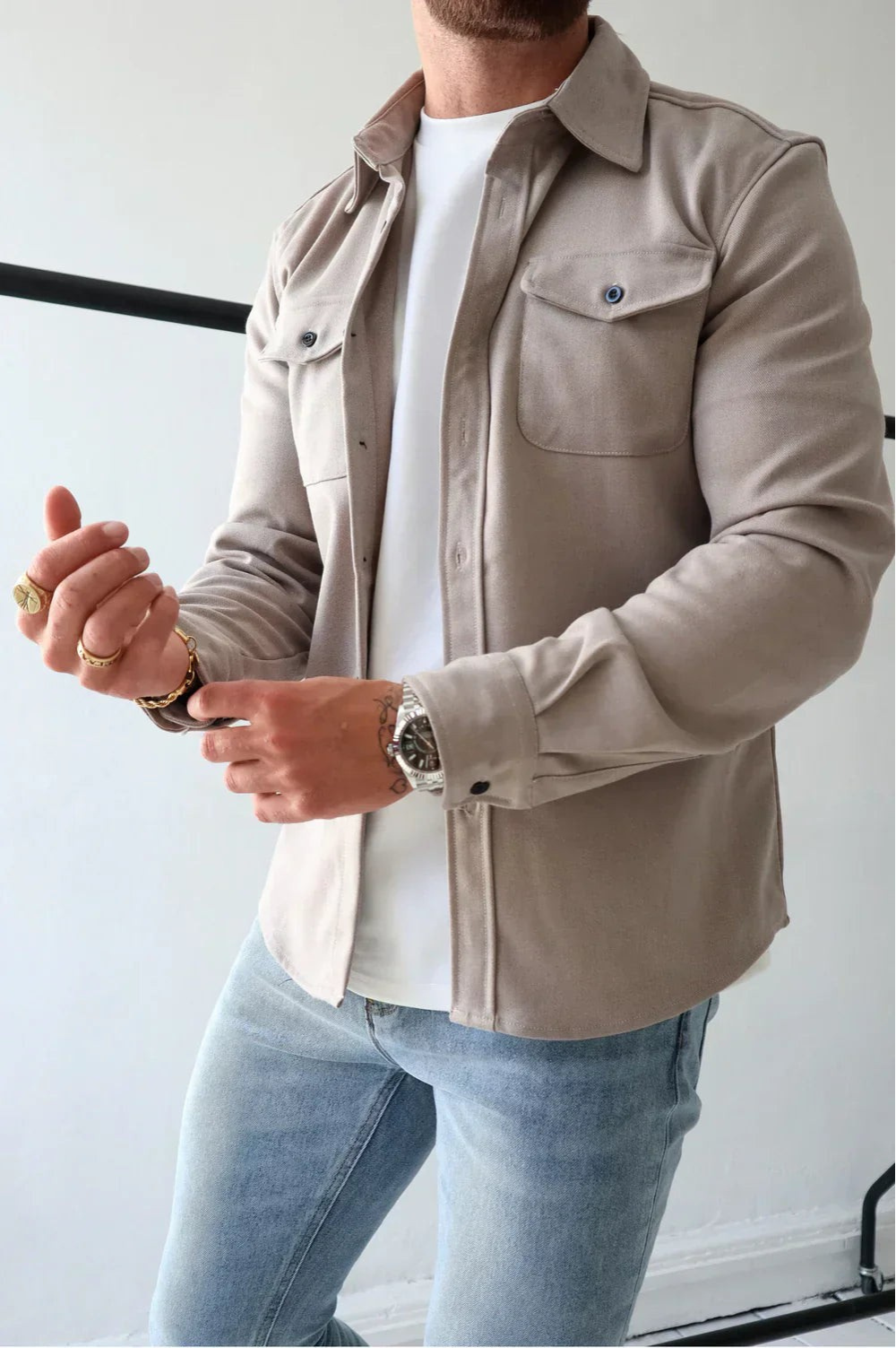 Men's Long Sleeve Button Up Jacket | Winter