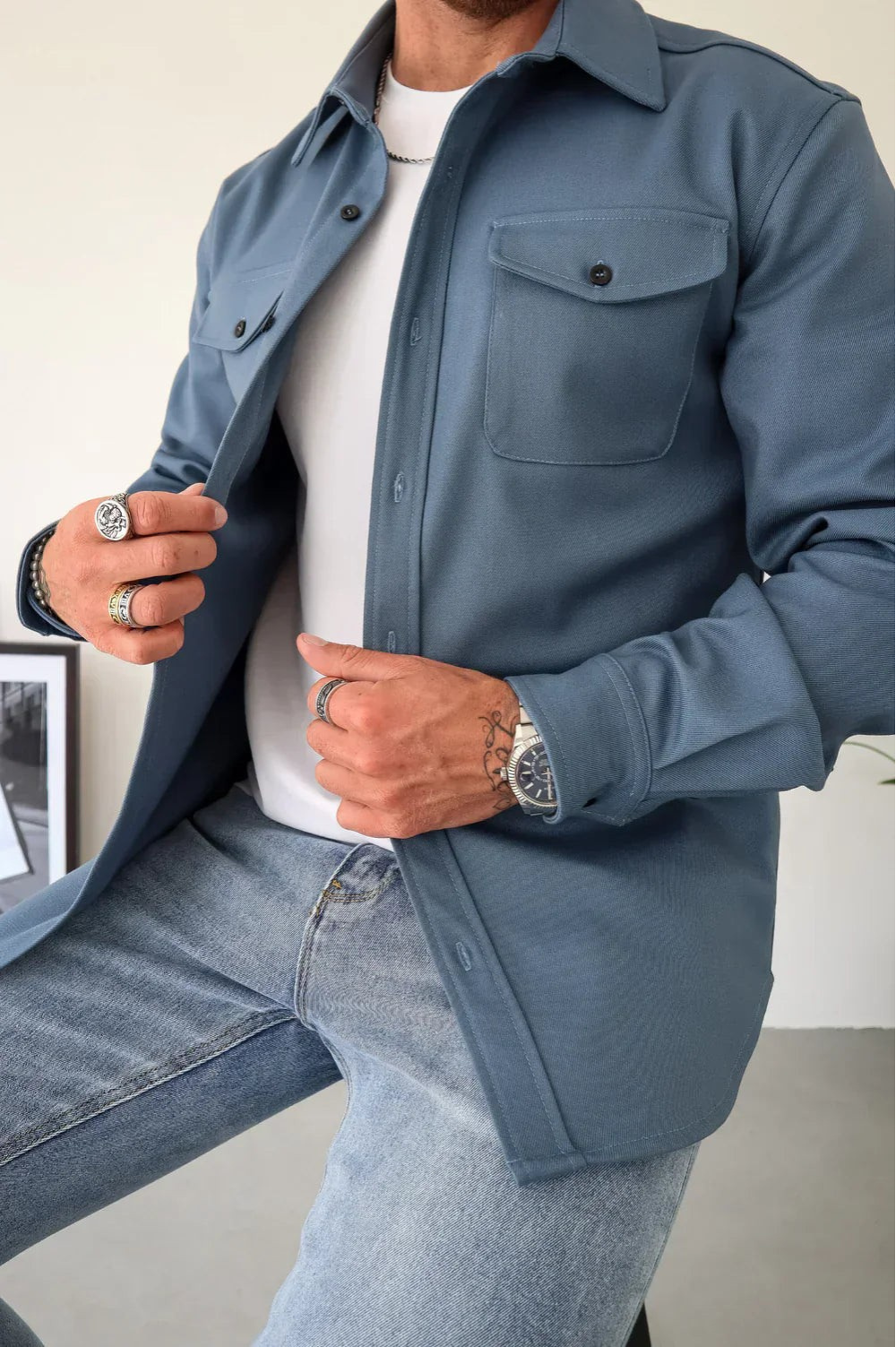 Men's Long Sleeve Button Up Jacket | Winter