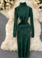 Women's Maxi Turtleneck Ribbed Sweater Dress | Winter