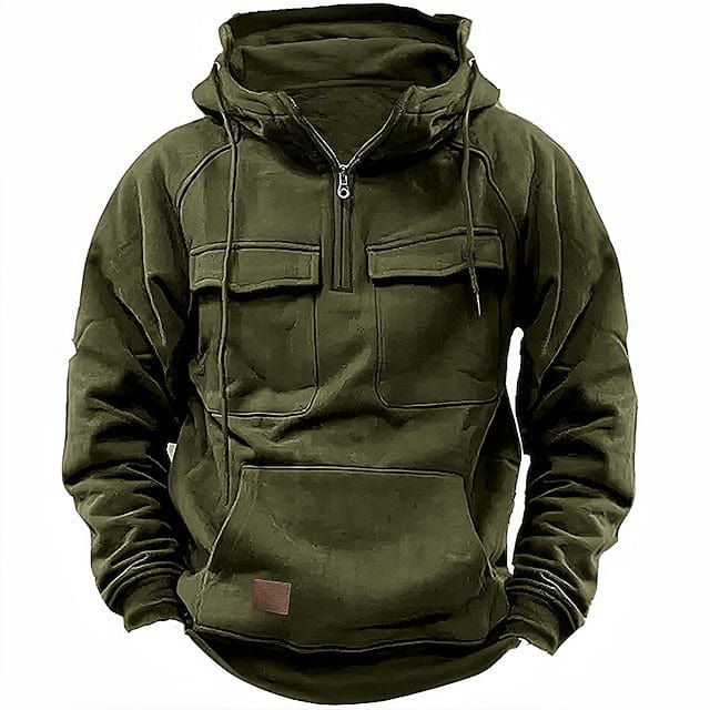 Men's Casual Half-Zip Hoodie | Funnel-Neck