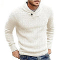 Men’s Ribbed Shawl Collar Sweater | Button Detail