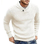 Men’s Ribbed Shawl Collar Sweater | Button Detail
