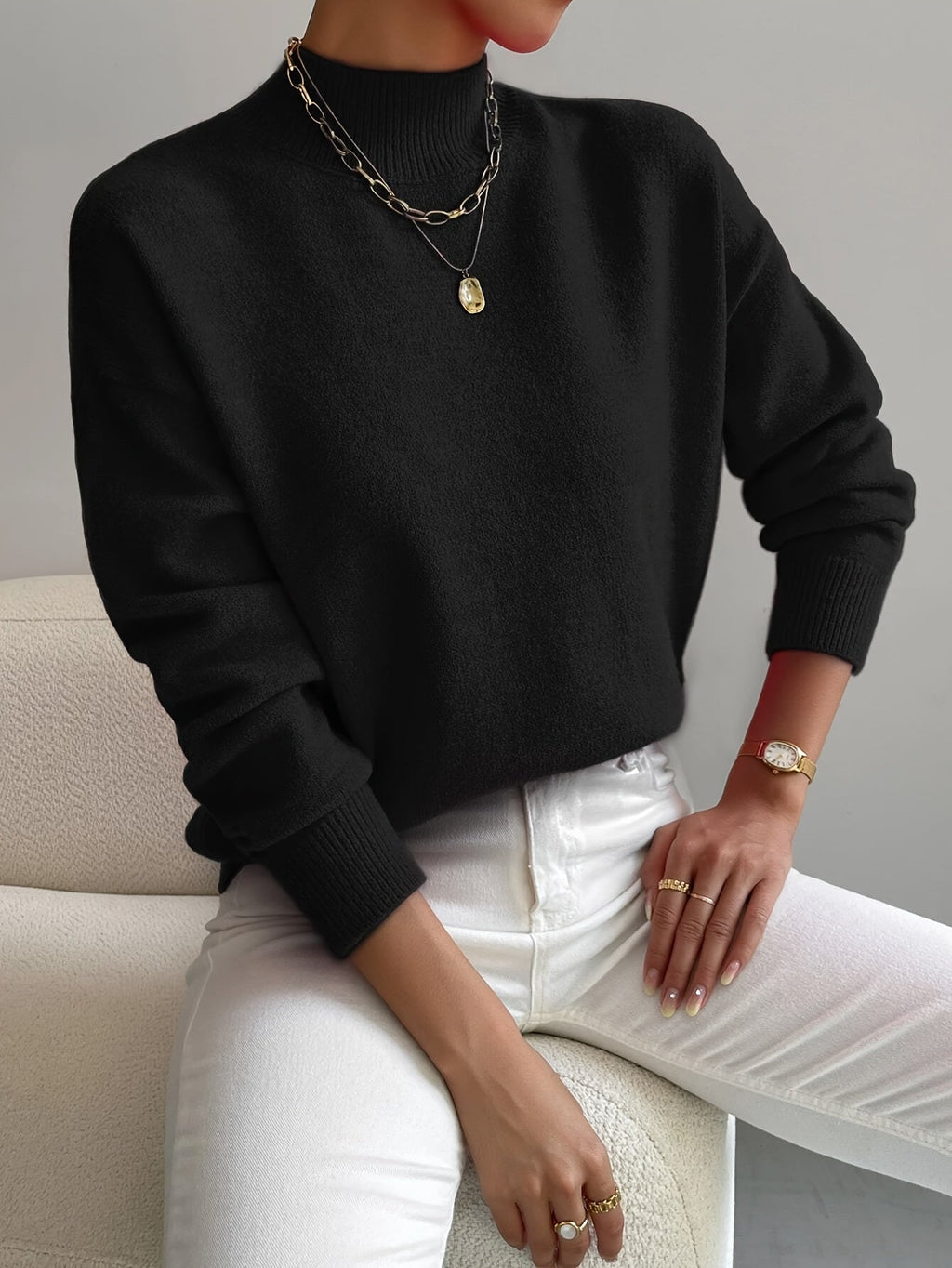 Women's Winter Mock Neck Sweater | Knit