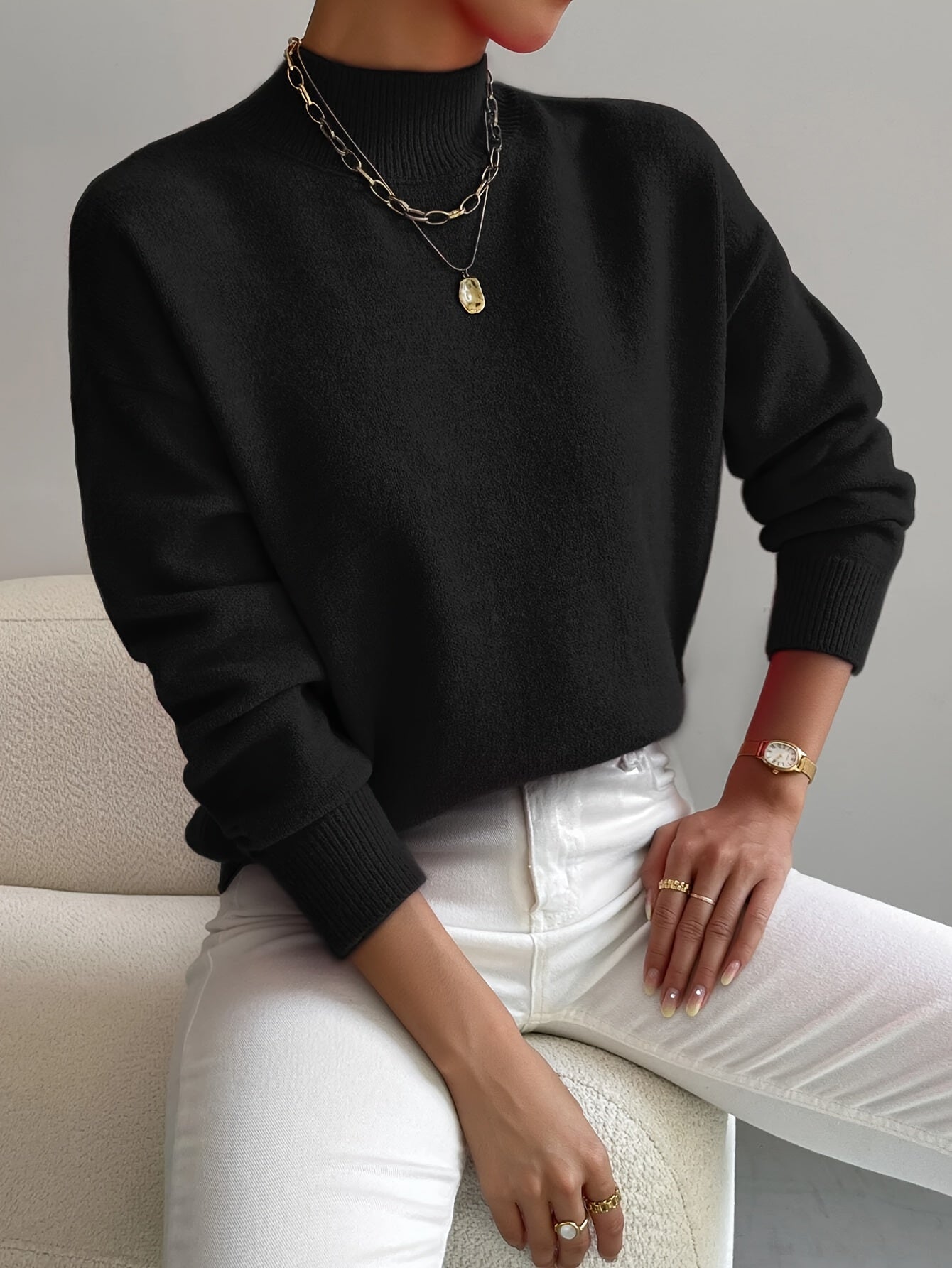 Women's Winter Mock Neck Sweater | Knit