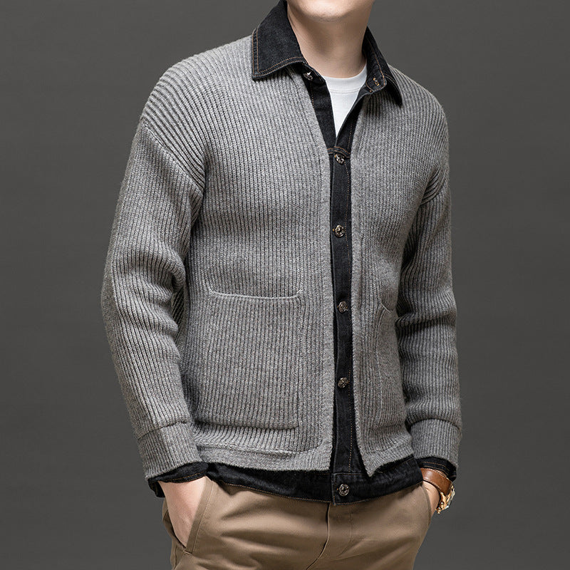 Men’s Knitted Collared Cardigan | Winter