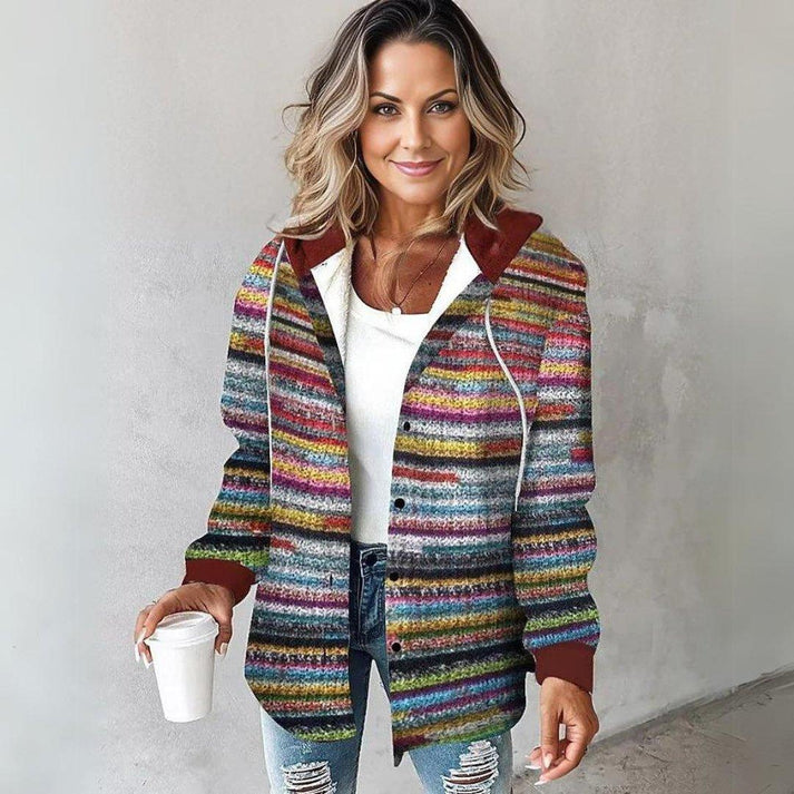 Women's Snap-Front Striped Cardigan | Hooded