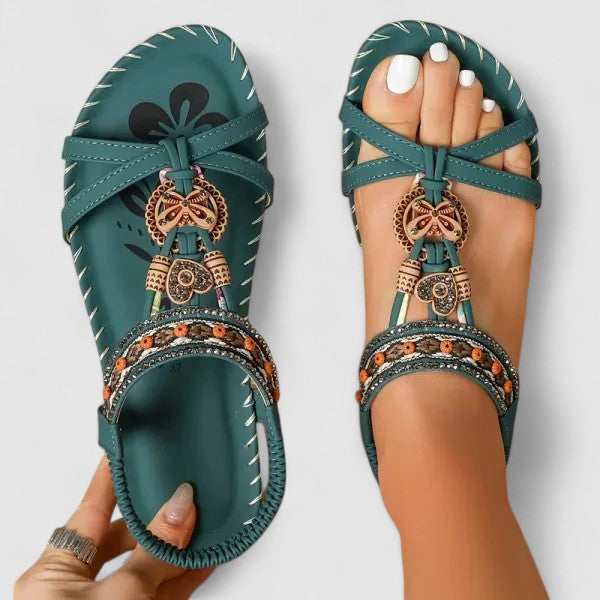 Women's Bohemian Flat T-Strap Sandals | Ankle Strap