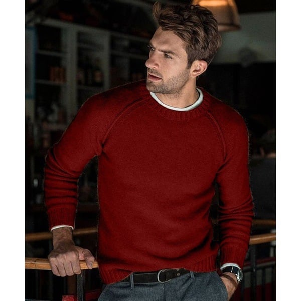 Men's Crew Neck Knit Sweater | Long Sleeve