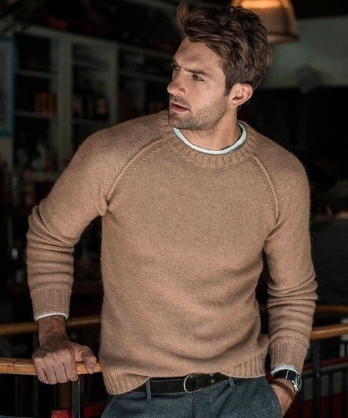 Men's Crew Neck Knit Sweater | Long Sleeve